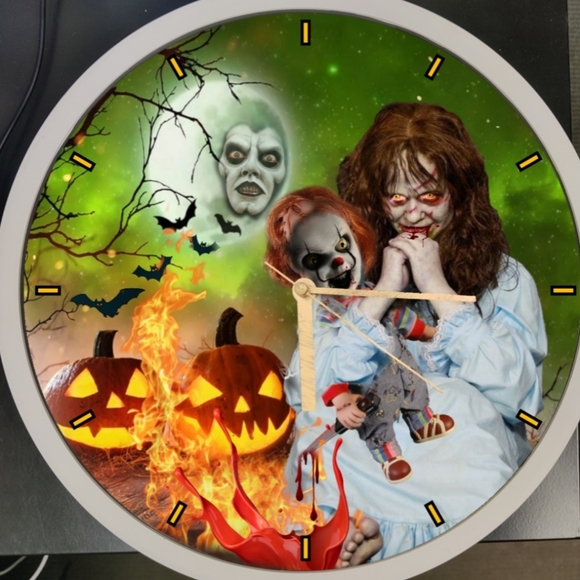 Halloween exorcist demon,Reagan and Chucky doll clown led dance light clock - Picture 5 of 6